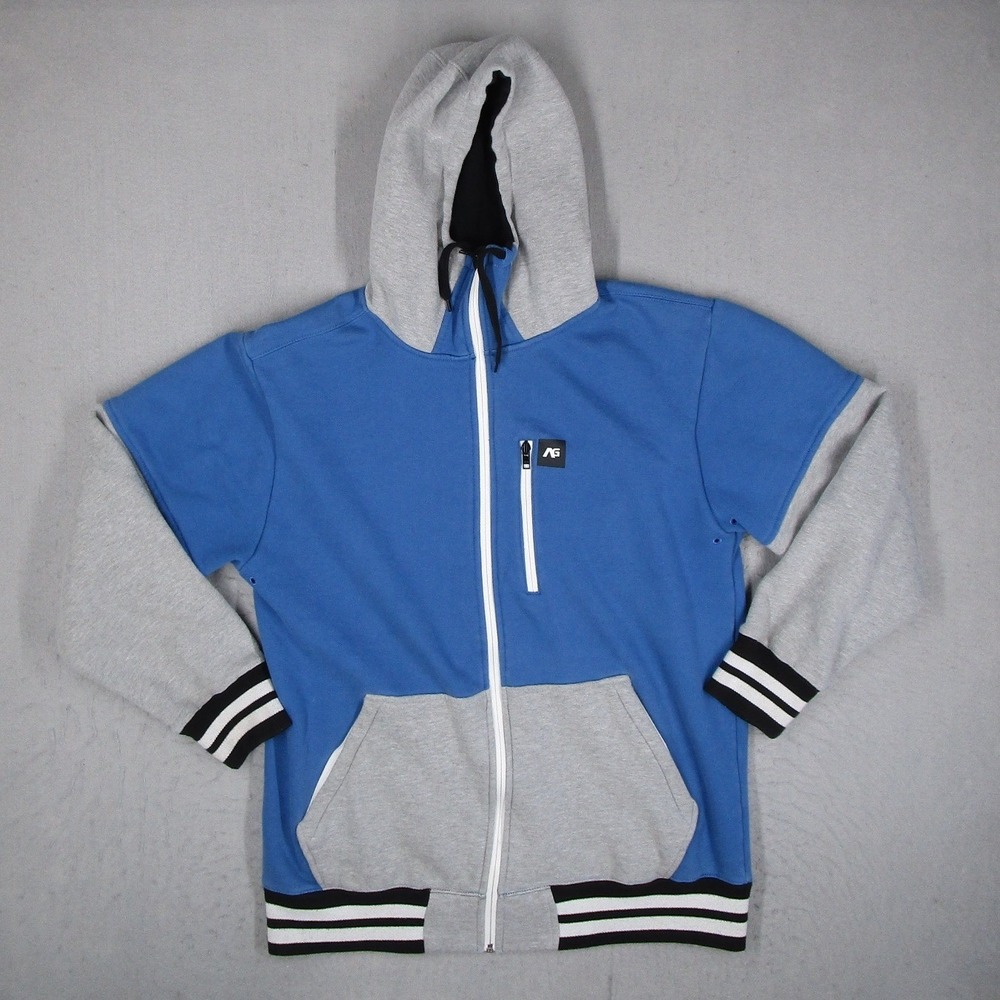 Analog Burton Mens Large Full Zip Hoodie Blue Grey Colorblock Varsity